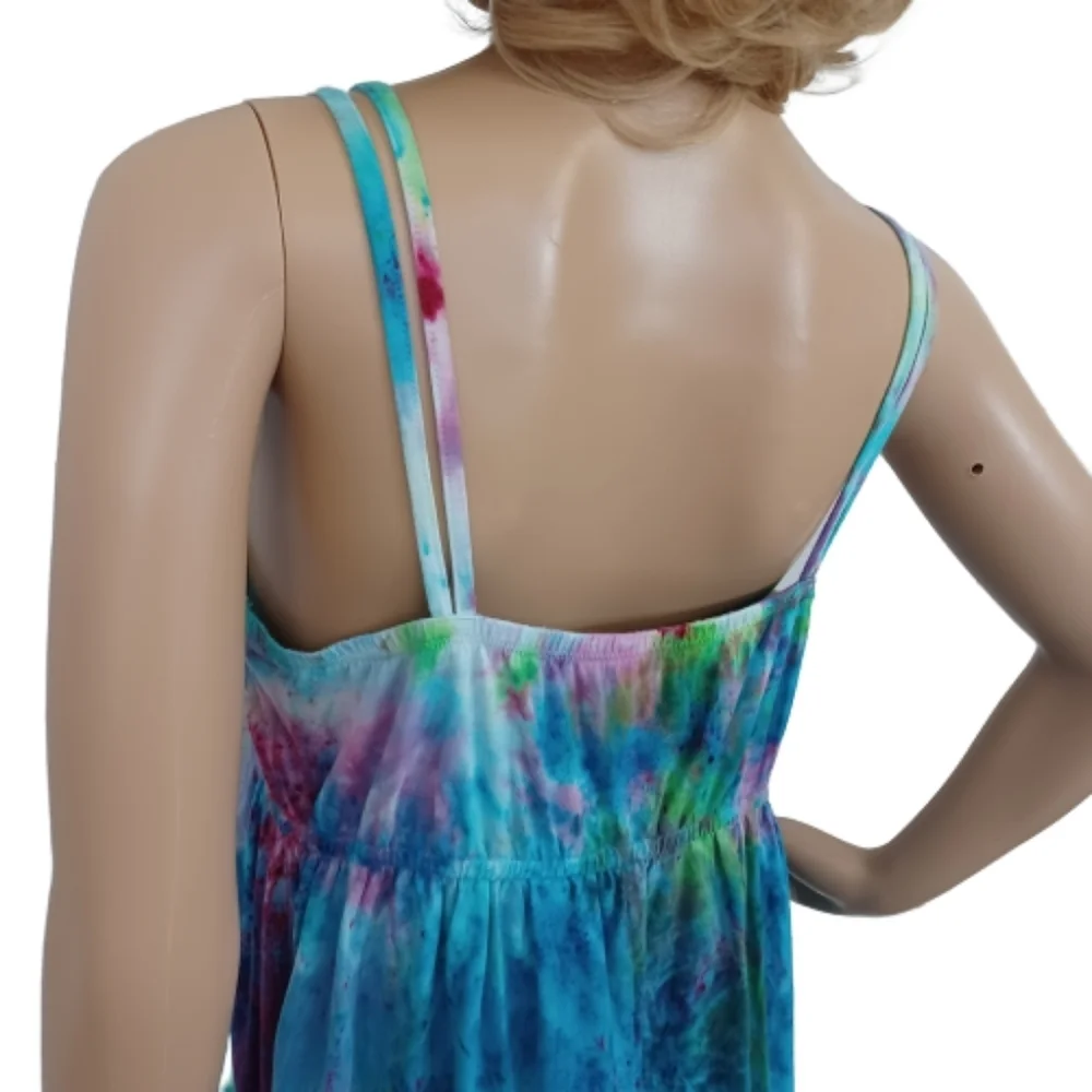 Dharma Trading Co Tie Dye Multicolor Summer Casual Sleeveless Maxi Dress Large